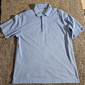Nike Golf Dry-Fit Mens Size XL Blue Polo Short Sleeve Shirt Style 128898-420